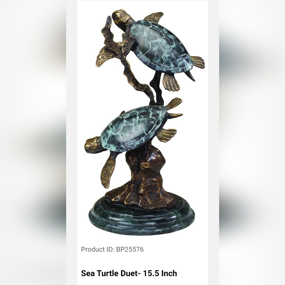 SPI Metal Turtles Sculpture 15.5"